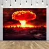 Loccor 15x10ft Fabric Atomic Bomb Nuclear Explosion Backdrop Nuclear Detonation Mushroom Cloud Ruin Destroyed City End of The World Background Party Decorations Photo Props view 2