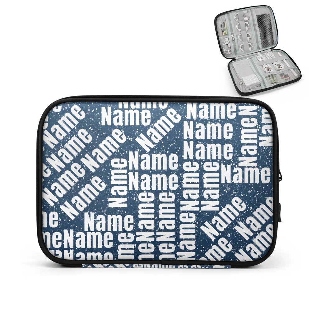 Mardesigns Custom Electronics Organizer Travel Case Portable Personalized Name Cord Charger Cable Storage Bag Tech Accessories Pouch Plaid Personalized Gifts for Him Her