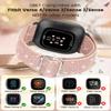 Bling Stretchy Band Compatible with Fitbit Versa 4/Fitbit Versa 3/Fitbit Sense/Sense 2 Bands for Women, Soft Adjustable Elastic Glitter Solo Loop Nylon Strap for Fitbit Versa 4 Bands view 4