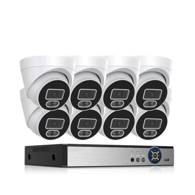 4K 8MP 8CH AHD DVR Dome Cameras CCTV System Kit H.265+ Face Motion Detection Outdoor Color Night Vision Surveillance Set(None,8CH DVR 8 Camera_US Plug)