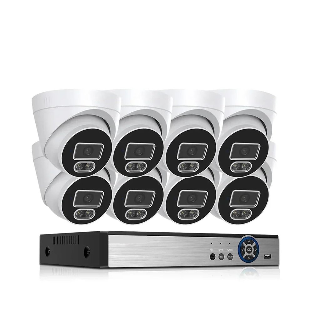 4K 8MP 8CH AHD DVR Dome Cameras CCTV System Kit H.265+ Face Motion Detection Outdoor Color Night Vision Surveillance Set(None,8CH DVR 8 Camera_US Plug)