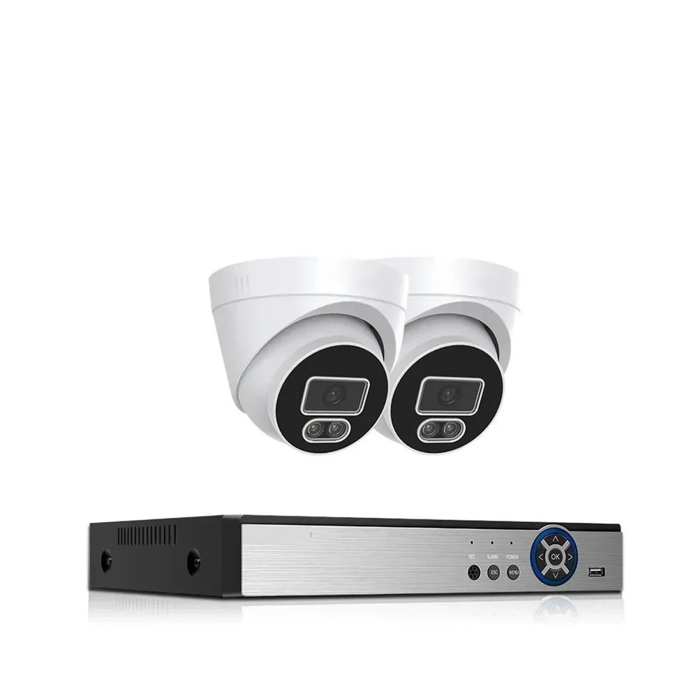 4K 8MP 8CH AHD DVR Dome Cameras CCTV System Kit H.265+ Face Motion Detection Outdoor Color Night Vision Surveillance Set(3T(),8CH DVR 2 Camera_UK Plug)