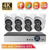 4K 8MP 8CH AHD DVR Dome Cameras CCTV System Kit H.265+ Face Motion Detection Outdoor Color Night Vision Surveillance Set(3T(),8CH DVR 2 Camera_UK Plug) view 2