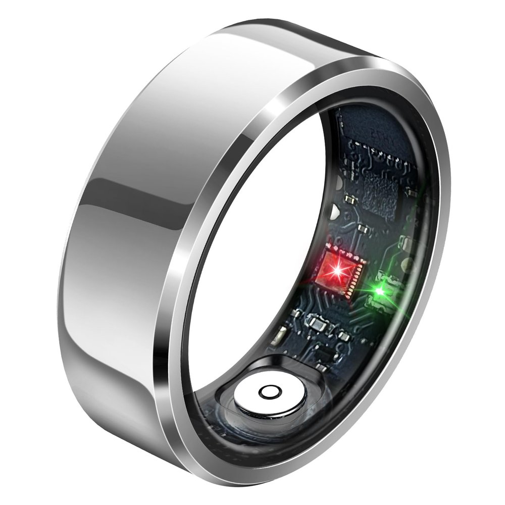 Lemolf Smart Rings, Fitness Tracker Ring, Heart Rate, Blood Oxygen, Stress, Step Tracker, Sleep Monitoring, Air Gestures, No Subscription Fee, IP68 Waterproof for iPhone&Android (Silver, #11)