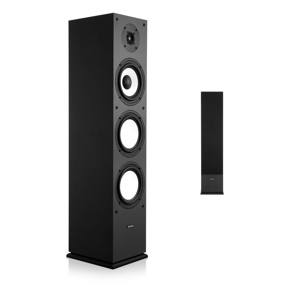 VEVOR Passive Floorstanding Speaker, 2-Way, Floor-Standing Tower Speaker with 1-Inch Tweeter, 6.5-Inch Woofer, 200W Peak, 70Hz20kHz Frequency Response, Durable MDF Enclosure, for Home Audio, Single