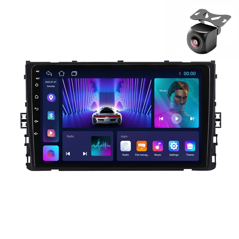 Android 14 System for Volkswagen VW MQB Polo VI Jetta MK7 T6 Bora 2018-2021 2 DIN Car Stereo with SWC FM CarPlay GPS Navigation Touch Screen Upgrade Car Radio Multimedia Player (M150CP 4core 2+32G)