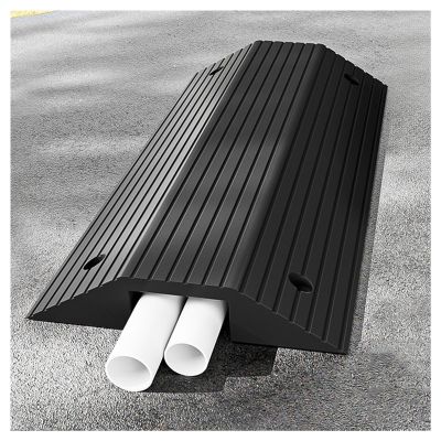 2 Channel Rubber Modular Traffic Cable Protective Cover,Ramp Pad for Floor Cord Hose Protector