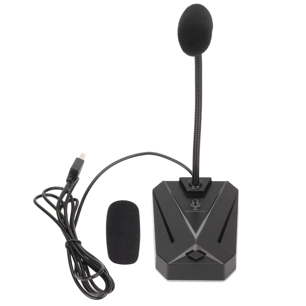 Enlybee Computer Microphone USB with RGB Light, Adjustable Gooseneck, Noise Reduction, 360 Degrees Pickup for Gaming, Meeting, Chatting and More (Office)