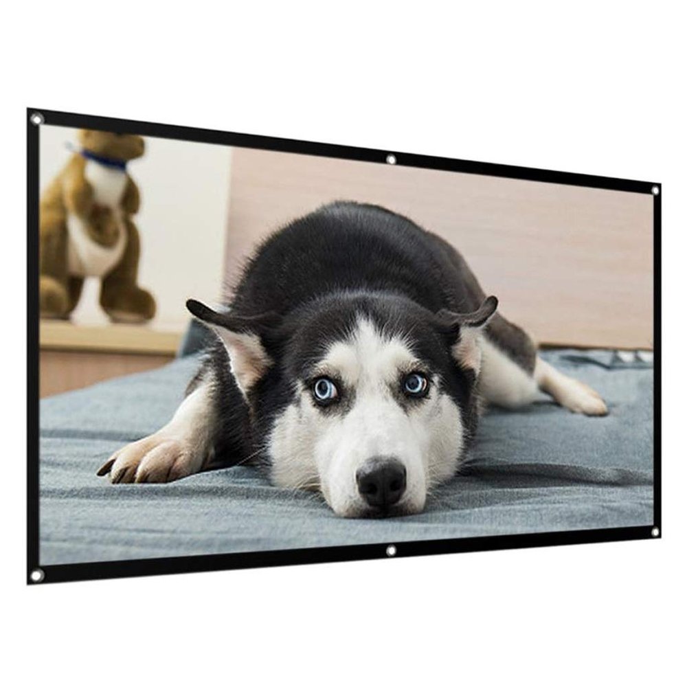 2020 New Projector Simple Curtain Anti-Light Screen 60/72/ 84/100 /120 Home Outdoor Office Portable 4:3 Projector Screen(60 inch)