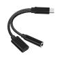 2-in-1 Type-C Audio Adapter, 3.5mm Headphone and Charging Cable, Braided Nylon, Black/Gold/Rose Gold (Black) view 1