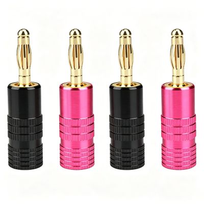 Dufray 4pcs HiFi Speaker Banana Plug Connector 24K Gold Plated Hi-end Speaker Connectors - Dual Screw Locking - 4.8mm Lantern