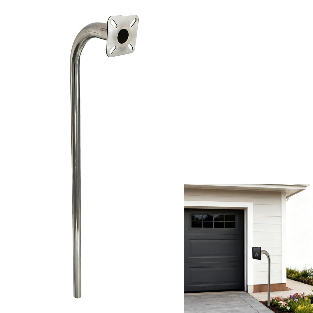 72 Inch Gooseneck Pedestal Keypad Stand, Stainless Steel Access Control Keypads Mounting Post , Universal Direct Burial Gooseneck Pad Mount Pedestal