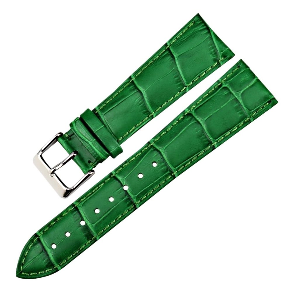 HMFang Fashion Genuine Leather Watch Band 12/14/16/17/18/19/20/22mm Watchbands Belt Bracelet Yellow Blue Pink Red Women Watch Strap(Green,20mm)
