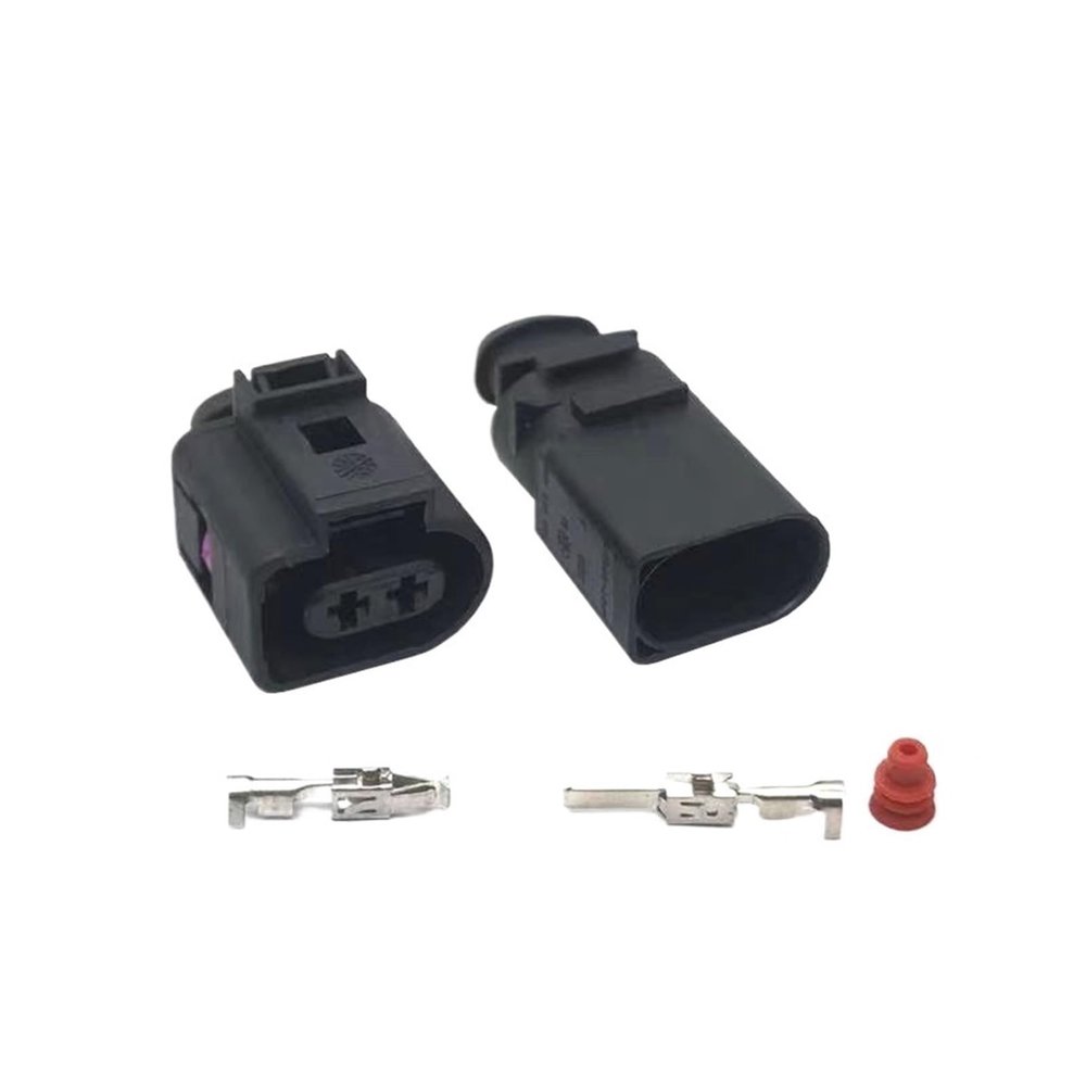 2 Sets 2 Pin 3.5mm Female Automotive Waterproof Wiring Harness Connector Electrical 1J0973722 1717692-1(Male Female)