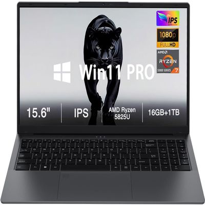 Kayoote 15.6 inch Win 11 Pro Laptop Computer for Students & Business, Ryzen 7 5825U & 16+1TB Laptops with Fingerprint Recognition, FHD Display, Wi-Fi 5, BT4.2, Laptop Computers for Work, School