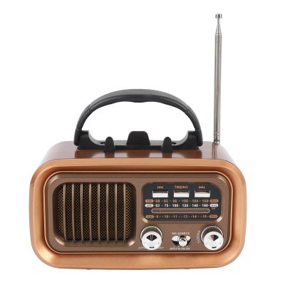 Wisoqu Vintage Radio Compact Lightweight Retro with Solar Panel USB Charging Long Antenna for Camping Fishing Emergency Home Room Decor (Gold)