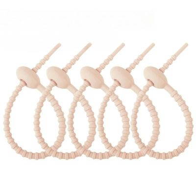 quopvn Silicone Reusable Cable Wire Organizer Winder Storage Holder Bag Ties Cord Clip Food Saver Tidy-Milkteacolor150Mm30