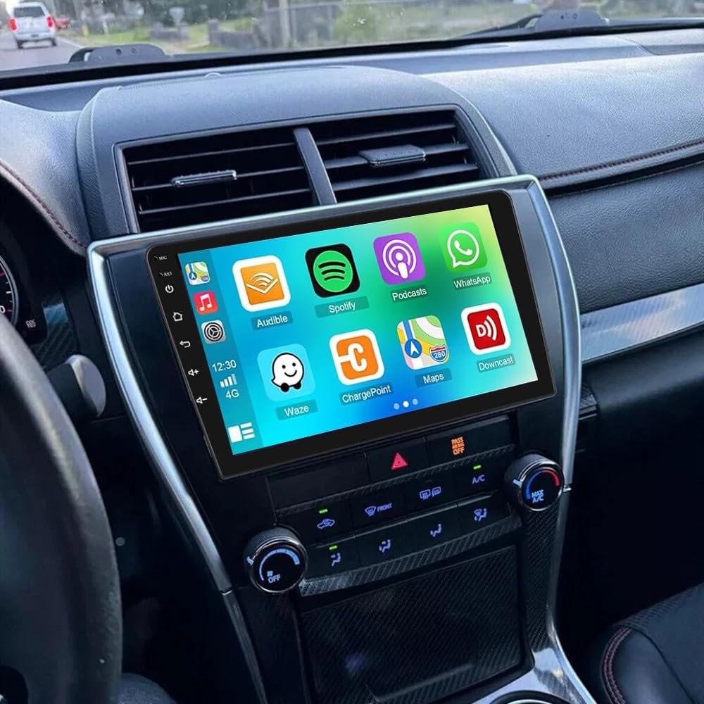 Surakey Car Stereo for Toyota Camry 2015 2016 2017 10 inch Android 13 in GPS Navigation with CarPlay Wireless and Android Auto 2+32G+ 4 Light Camera Bluetooth FM/RDS WiFi SWC