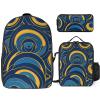 Blue And Yellow Pattern Backpack Combo: Lightweight 17" Laptop Backpack, Insulated Lunch Bag, Large Capacity Pencil Case | Ergonomic Design | Office, Travel Essentials view 1