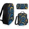 Blue And Yellow Pattern Backpack Combo: Lightweight 17" Laptop Backpack, Insulated Lunch Bag, Large Capacity Pencil Case | Ergonomic Design | Office, Travel Essentials view 2