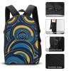 Blue And Yellow Pattern Backpack Combo: Lightweight 17" Laptop Backpack, Insulated Lunch Bag, Large Capacity Pencil Case | Ergonomic Design | Office, Travel Essentials view 3