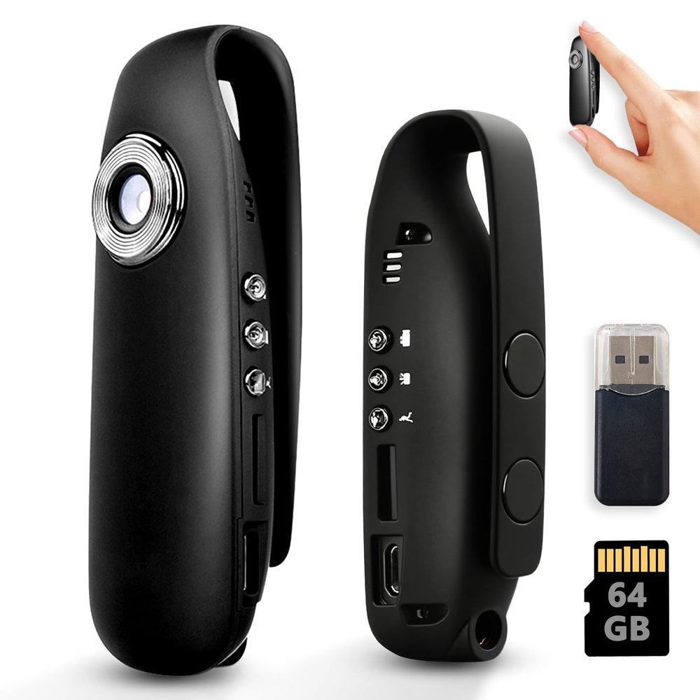 DayDateUp Mini Body Camera with Magnetic Mount - 1080P HD Wearable Portable Recorder for Sports & Daily Use: 64GB Pocket Tiny Body Cams with Back Clip
