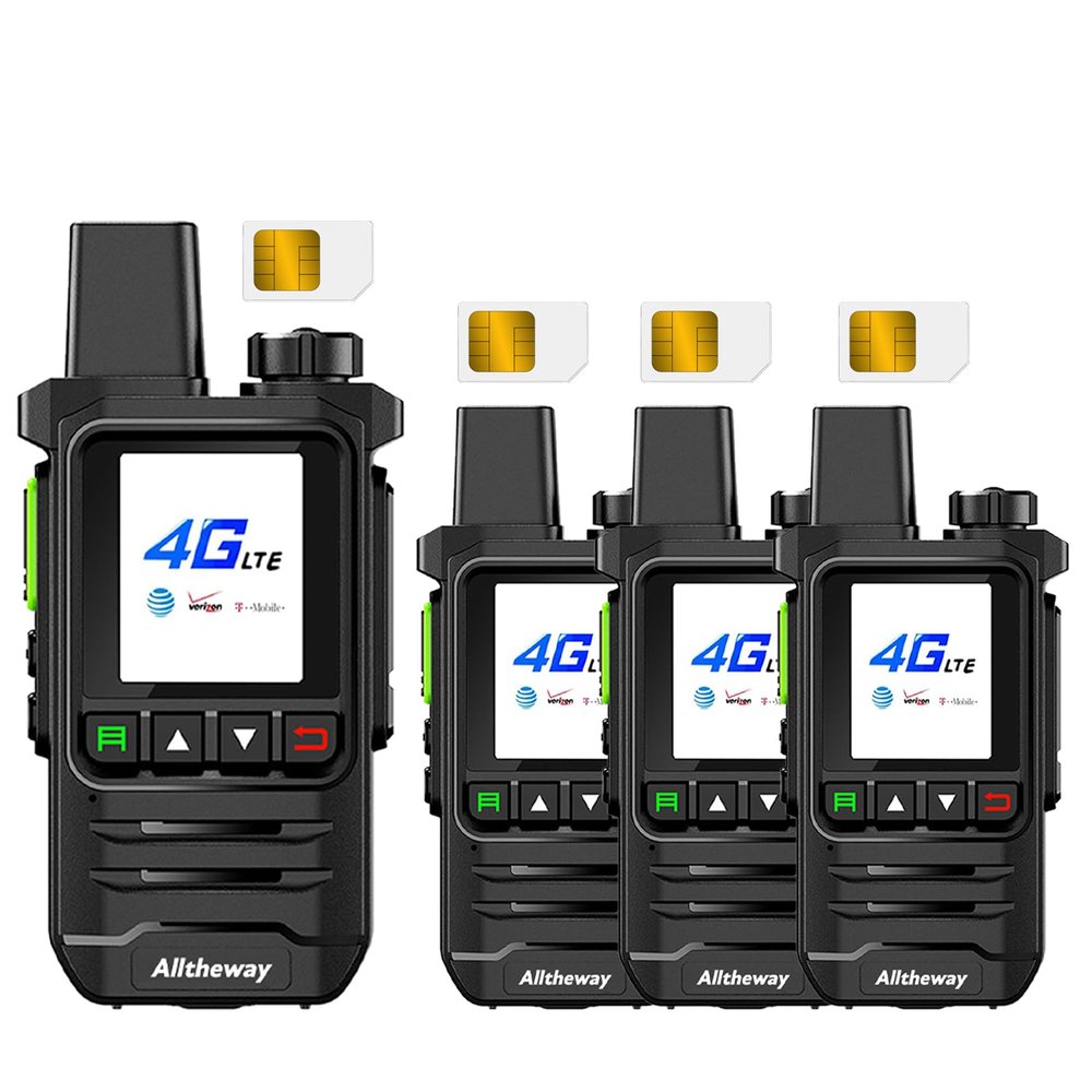 4 Pack 4G LTE Walkie Talkies - Long Range Two Way Radio w/PTT & Custom Groups, Nationwide Coverage, Rechargeable w/Flashlight for Family, Work, Outdoor (SIM Required)