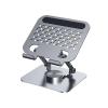 Adjustable Phone and Tablet Stand, Aluminum Alloy, Gray, 360-Degree Rotating Desktop Holder with Double Support Arm, Anti-Slip Base, 2kg Load Capacity (Type X) view 1