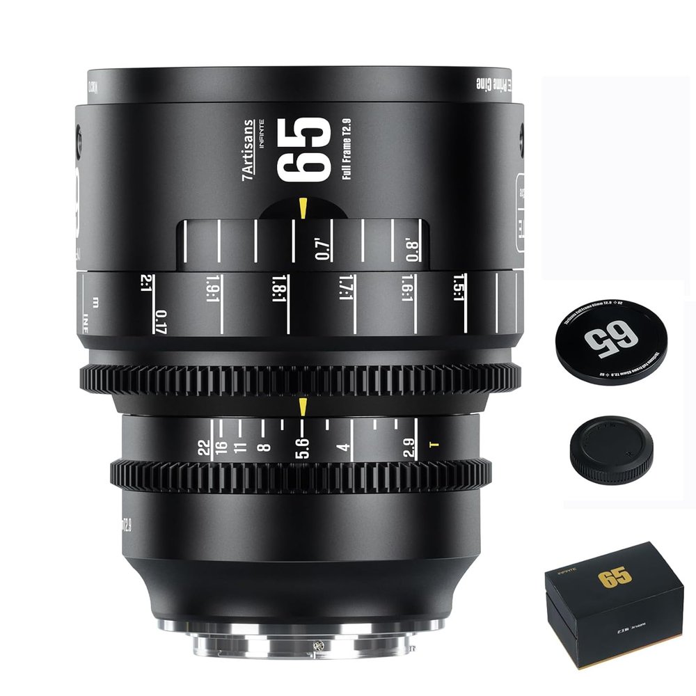 7artisans 65mm T2.9 Cine Camera Lens,Full Frame 2X Macro Prime Manual Focus Large Aperture Cinema Lens (for Canon RF Mount)