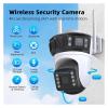LNBBEQ WiFi Three Len Outdoor Security Camera PTZ IP 5X Zoom Surveillance Cam Three Screen Protection Real-Time Auto Track Motion(UK Plug,1MP 1MP 1MP-no Card) view 2