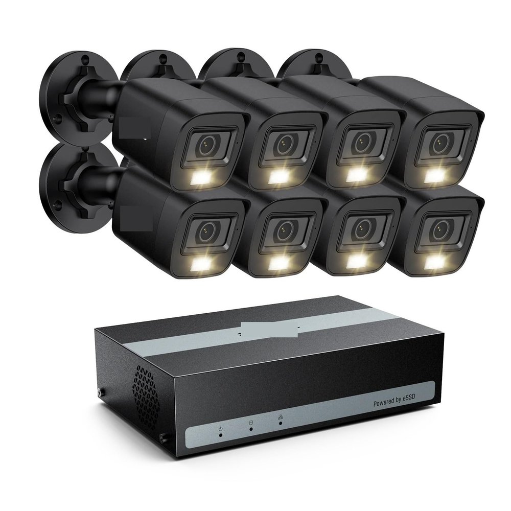 8PCS 2MP 1080P CCTV Security Cameras Kit 8CH Analog DVR HD TVI Turret Camera H.265+ Bright Night IP67 Outdoor Surveillance(4T)