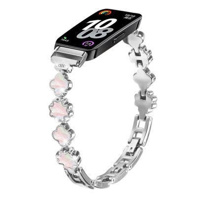Stainless Steel Bands Compatible with Huawei Band 10 9 8 Smart Watch Dressy Bling Strap Replacement Bracelet for Huawei Band 10 Smartwatch (Silver)