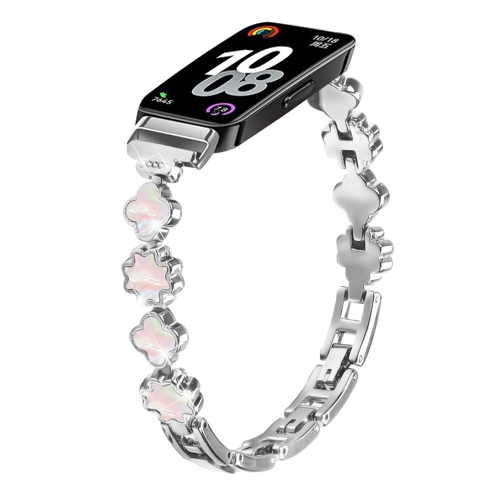 Stainless Steel Bands Compatible with Huawei Band 10 9 8 Smart Watch Dressy Bling Strap Replacement Bracelet for Huawei Band 10 Smartwatch (Silver)