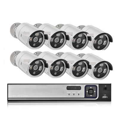 JUCFRDNJ H.265 8CH 5MP POE Security Camera System Kit Audio Record IP Camera IR Outdoor Waterproof CCTV Video Surveillance NVR Set(None,8CH NVR and 8 Camera_UK Plug)