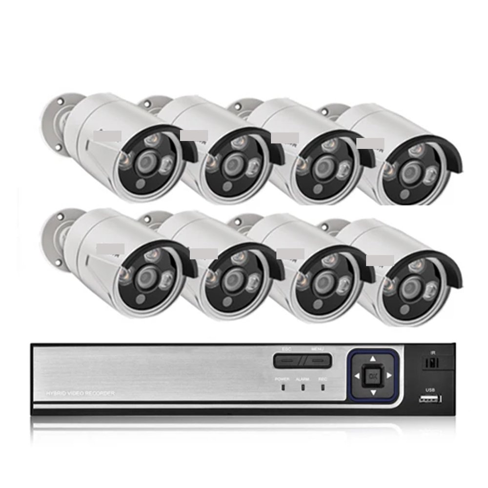 JUCFRDNJ H.265 8CH 5MP POE Security Camera System Kit Audio Record IP Camera IR Outdoor Waterproof CCTV Video Surveillance NVR Set(None,8CH NVR and 8 Camera_UK Plug)