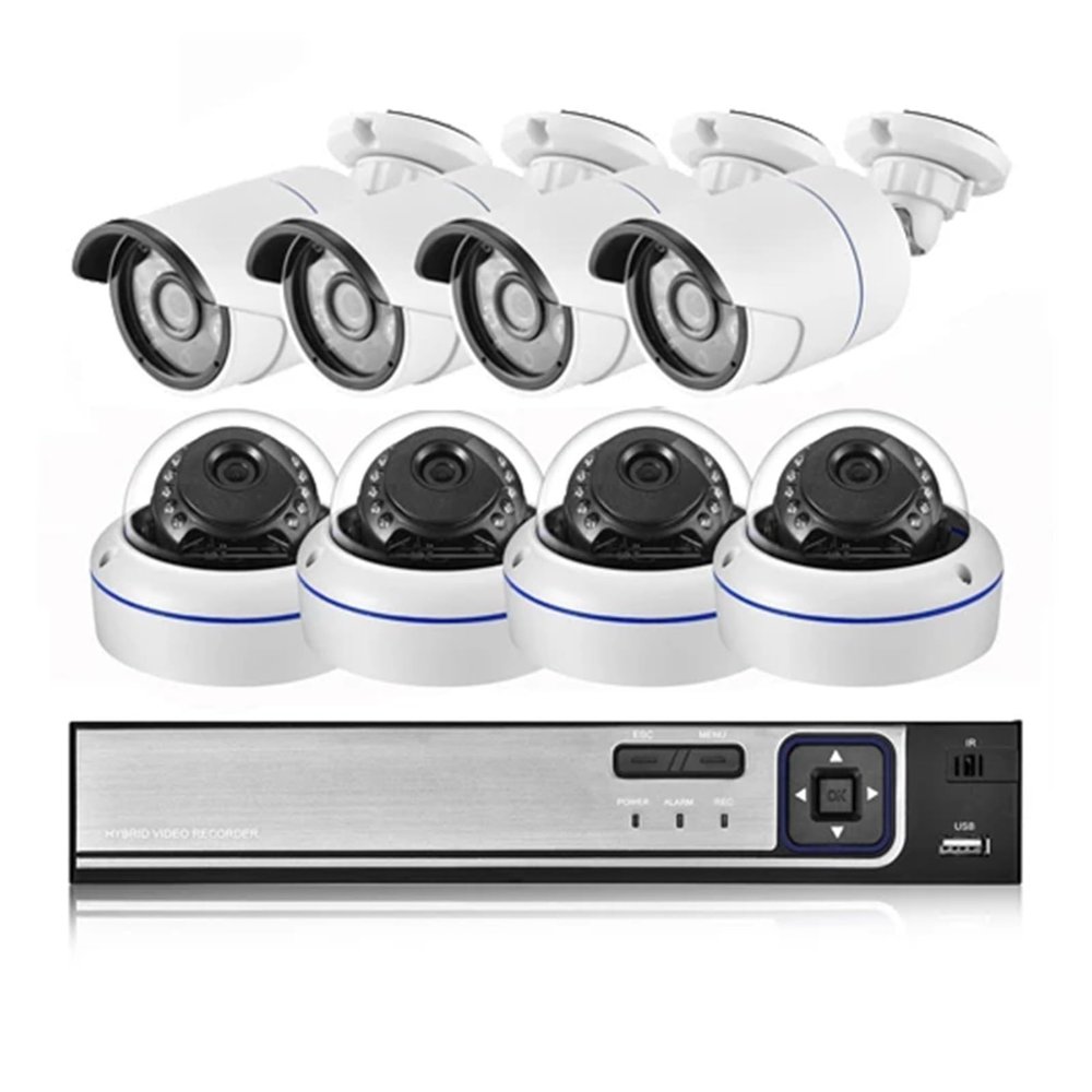 H.265+ 8CH 5MP POE NVR Kit Audio CCTV System 5MP Dome IP Camera Face Detection P2P Indoor/Outdoor Video Surveillance Set(None,8CH NVR and 8 Camera_US Plug)