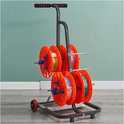 Cold Rolled Steel Wire Spool Cart With Storage Tray, Cable Pay-Off Stand With 4 Reels, Commercial Industrial Grade Wire Dispenser
