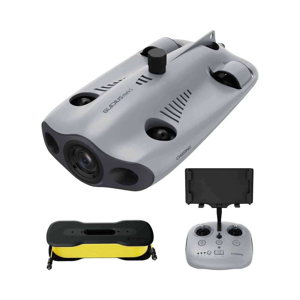 Underwater Drone, Mini S submarine drone with 4K+EIS Image Stabilization Camera for Real-Time Viewing Depth & Temperature Data, Direct-Connect Remote Controller, Dive to 330ft Underwater, Portable ROV (Grey)