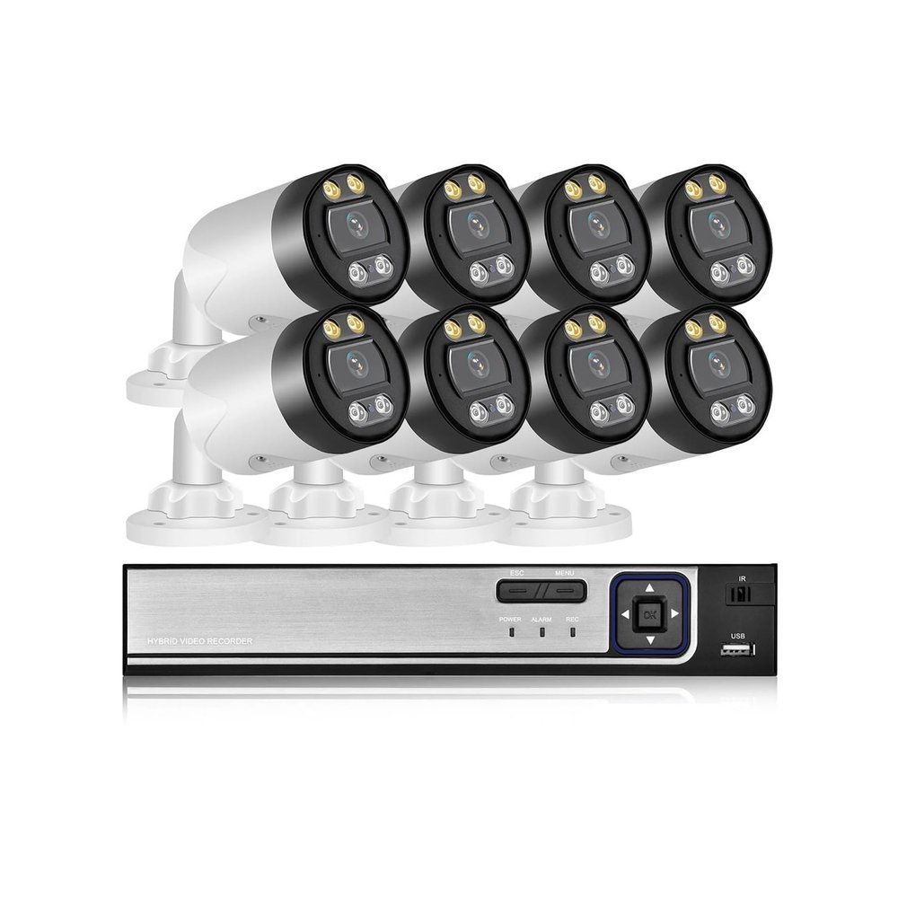 H.265 4K HD Wired CCTV System POE 8MP Two-Way Audio Home Record Video Surveillance Kit Security IP Camer with 8CH NVR Set(None,4CH NVR and 2PCS 5MP)