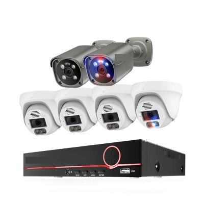 4K 8MP POE Security Camera Kit Face Detection Two-Way Audio Surveillance Kit CCTV Video Indoor Outdoor(None,Beige)