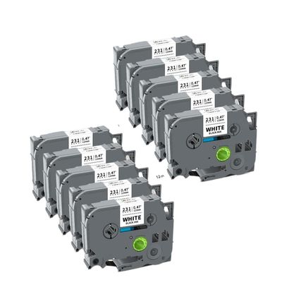 10Pcs 12mm Tze Label Tape 231 Compatible with Label Printer PTH110 Works with Tze231 Tze 231 Tze631 Label Tapes(10PK Black on White)