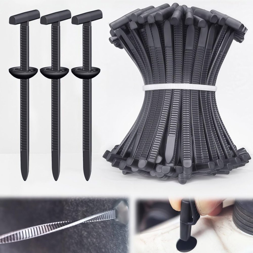 150Pcs Upgraded Nylon Universal Cable Tie Buckles for Car, Aymier Heavy Duty T Rivet Zip Ties, Double-Side Self-Locking Automotive Zipper Clips for Fender Trunk Bumper Repair, Home, Garage