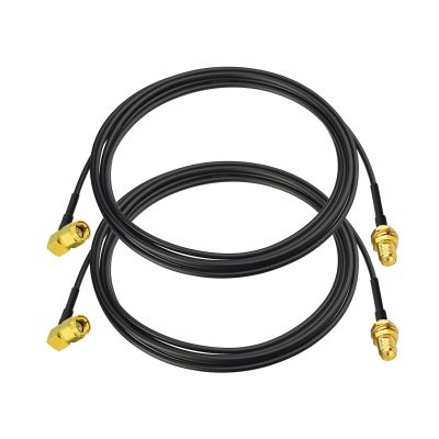 Yuslao RP-SMA Male Right Angle to RP-SMA Female Bulkhead Mount RG174 WiFi Antenna Extension Cable 3m 10 feet for WiFi Router USB Adapter IP Security Camera Wireless Network Card (2-Pack)