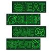4 Pcs Glow in The Dark Neon Game Wall Stickers, Boys Gamer Room Wall Decals, EAT Sleep Game Repeat Gaming Wall Art Sticker, Kids Bedroom PlayRoom Nursery Party Decoration (Green) view 1
