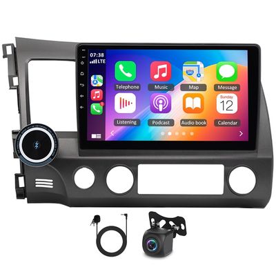 10" w/Android 14 Double Din Car Stereo Radio with Wireless w/carplay w/Android Auto for Honda Civic 2006-2011 Car Audio Receiver w/WiFi GPS w/Bluetooth AHD Backup Camera Mic, SWC/AV in/FM, 2+32G
