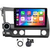 10" w/Android 14 Double Din Car Stereo Radio with Wireless w/carplay w/Android Auto for Honda Civic 2006-2011 Car Audio Receiver w/WiFi GPS w/Bluetooth AHD Backup Camera Mic, SWC/AV in/FM, 2+32G view 1