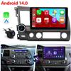 10" w/Android 14 Double Din Car Stereo Radio with Wireless w/carplay w/Android Auto for Honda Civic 2006-2011 Car Audio Receiver w/WiFi GPS w/Bluetooth AHD Backup Camera Mic, SWC/AV in/FM, 2+32G view 2