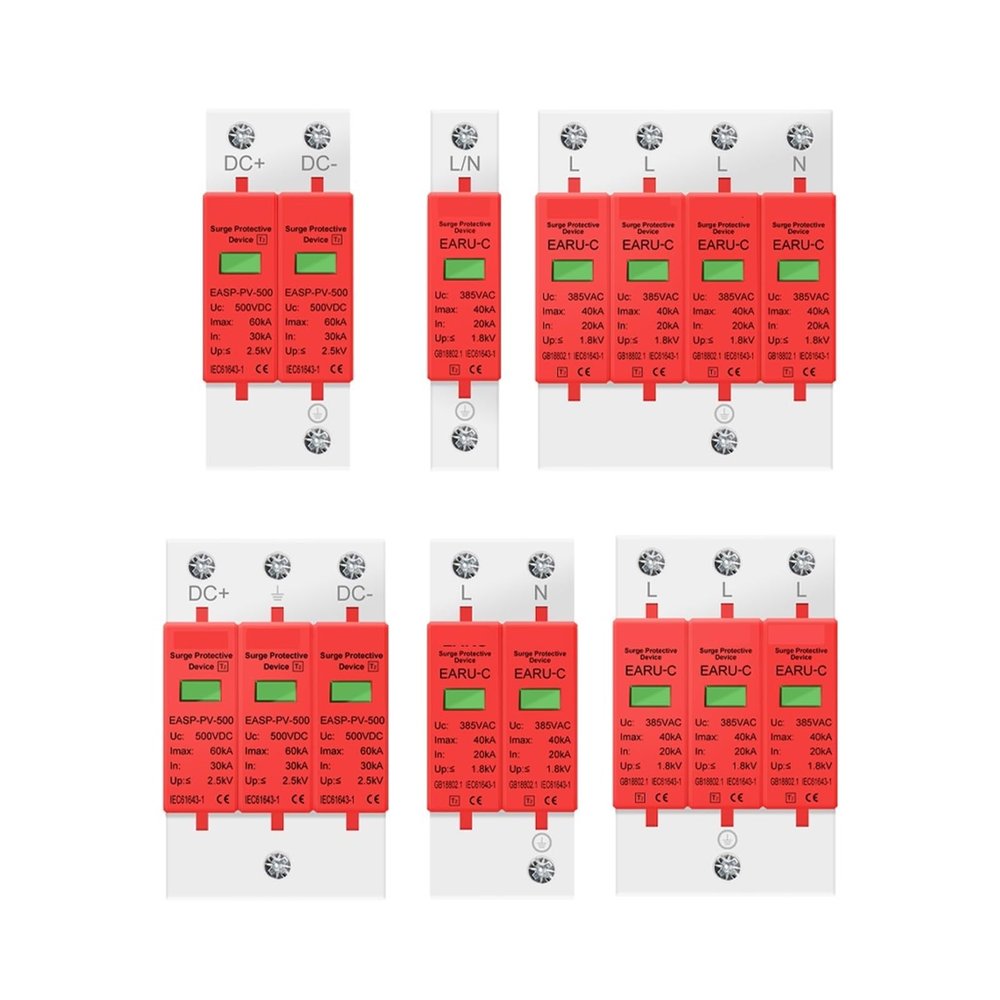 1/2/3/4 Pole Surge Voltage Protection DC 500V 800V 1000V 40KA 60KA(2P,DC800V 20-40KA)
