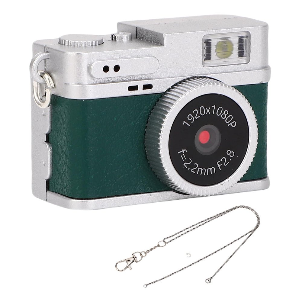 CHEOTIME Small Digital Camera, Compact 20mp Keychain Camera, Video Camcorder with Screen and LED Light for Cycling, Travel, Outdoor Adventures (Green)
