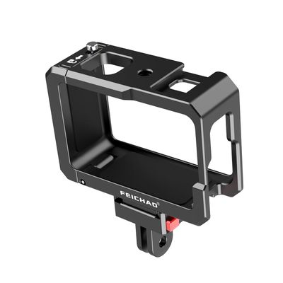 FEICHAO Camera Cage Horizontal Vertical Photohraphy with Cold Shoe Mount, 1/4" Thread Compatible with Action5Pro/4/3 (Upgrad Anti-Void 2-Slot)